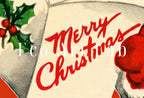 Detail view of artwork from Vintage Merry Christmas Card Santa Claus Illustration. Retro Christmas Print. Printable Wall Art. Instant Download Christmas Art Print. (variation 1)