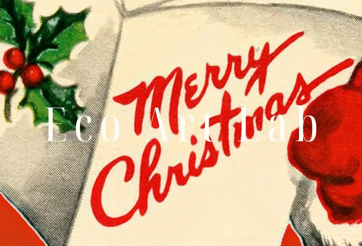 Vintage Merry Christmas Card Santa Claus Illustration. Retro Christmas Print. Printable Wall Art. Instant Download Christmas Art Print – Printable Wall Art