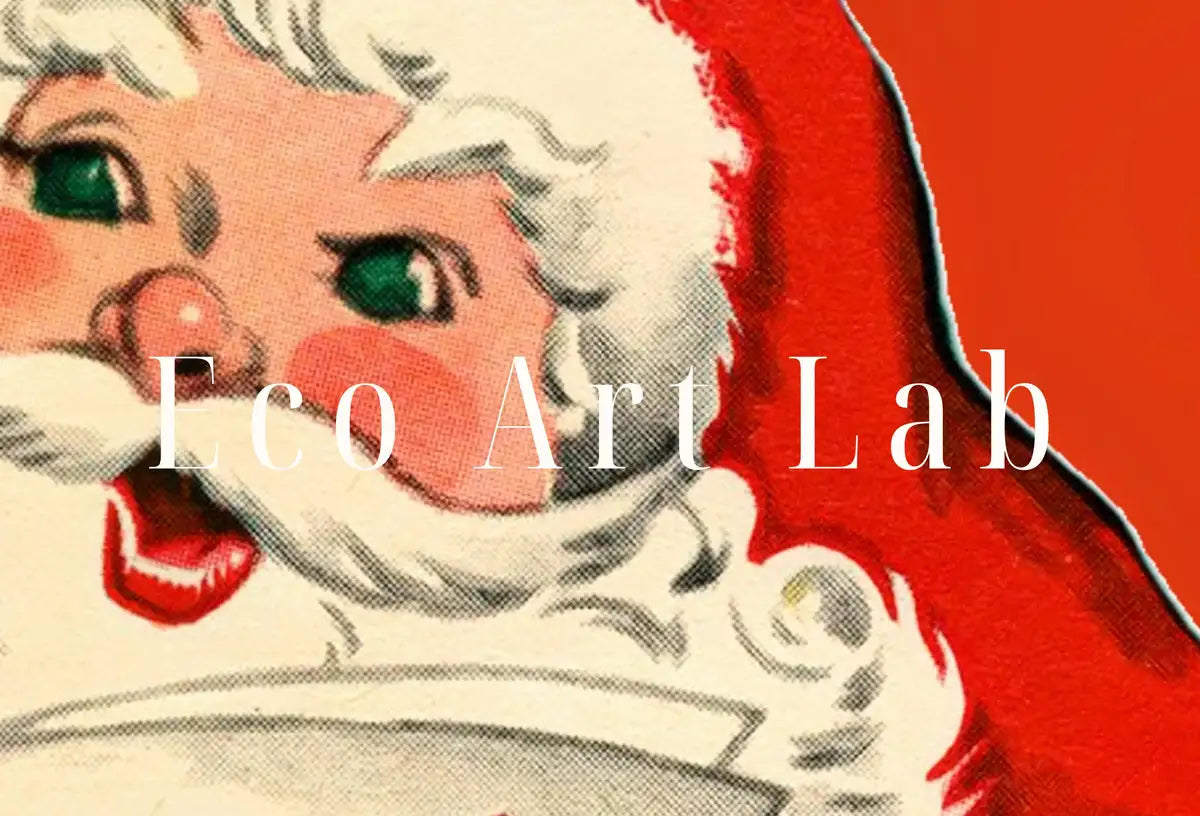 Carte de Noël vintage avec illustration du Père Noël : Une impression rétro pour célébrer les fêtes. Téléchargez cette œuvre d’art de Noël.