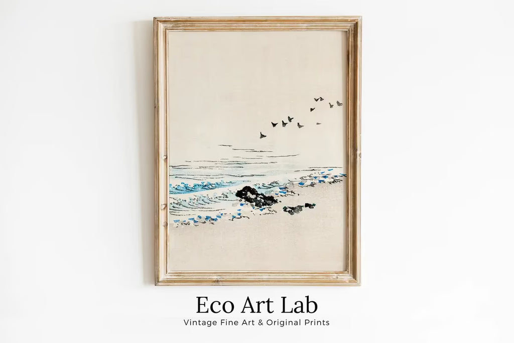 Vintage Minimalist Beach Japanese Painting Printable Wall Art. Instant Download Antique Japanese Art. 19th Century Japanese Vintage Wall Art – Printable Wall Art