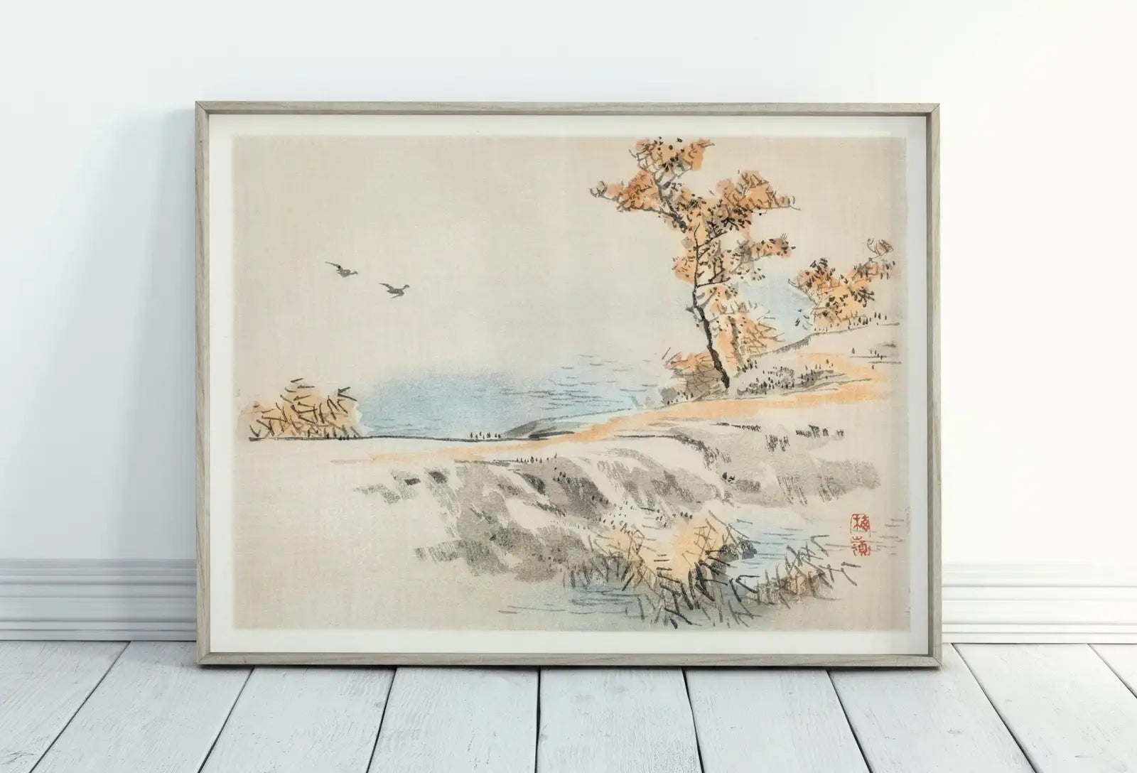 Peinture japonaise minimaliste vintage. Art mural imprimable. Téléchargement instantané d’art de paysage antique japonais du XIXe siècle. Décoration murale vintage.