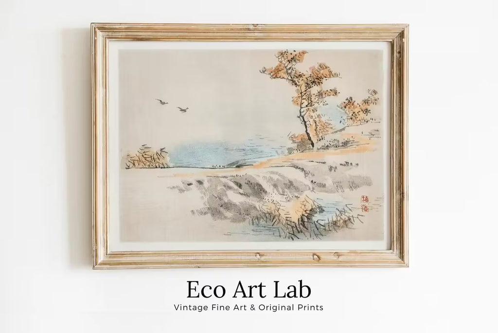 Vintage Minimalist Japanese Painting. Printable Wall Art. Instant Download Antique Landscape Art. 19th Century Japanese Vintage Wall Art – Printable Wall Art