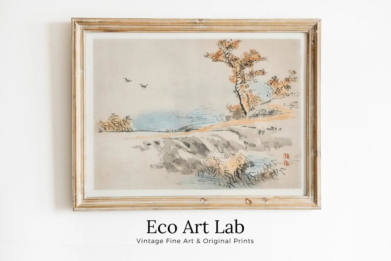 Peinture japonaise minimaliste vintage. Art mural imprimable. Téléchargement instantané d’art de paysage antique japonais du XIXe siècle. Décoration murale vintage.