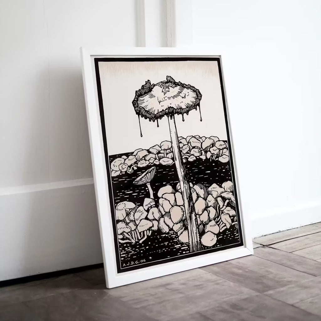 Vintage Mushroom Painting. Art Nouveau Print Wall Art. Instant Download Printable Art. Mushroom Art Print Retro Trippy Painting Poster – Printable Wall Art