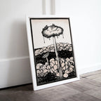 Detail view of artwork from Vintage Mushroom Painting. Art Nouveau Print Wall Art. Instant Download Printable Art. Mushroom Art Print Retro Trippy Painting Poster. (variation 1)