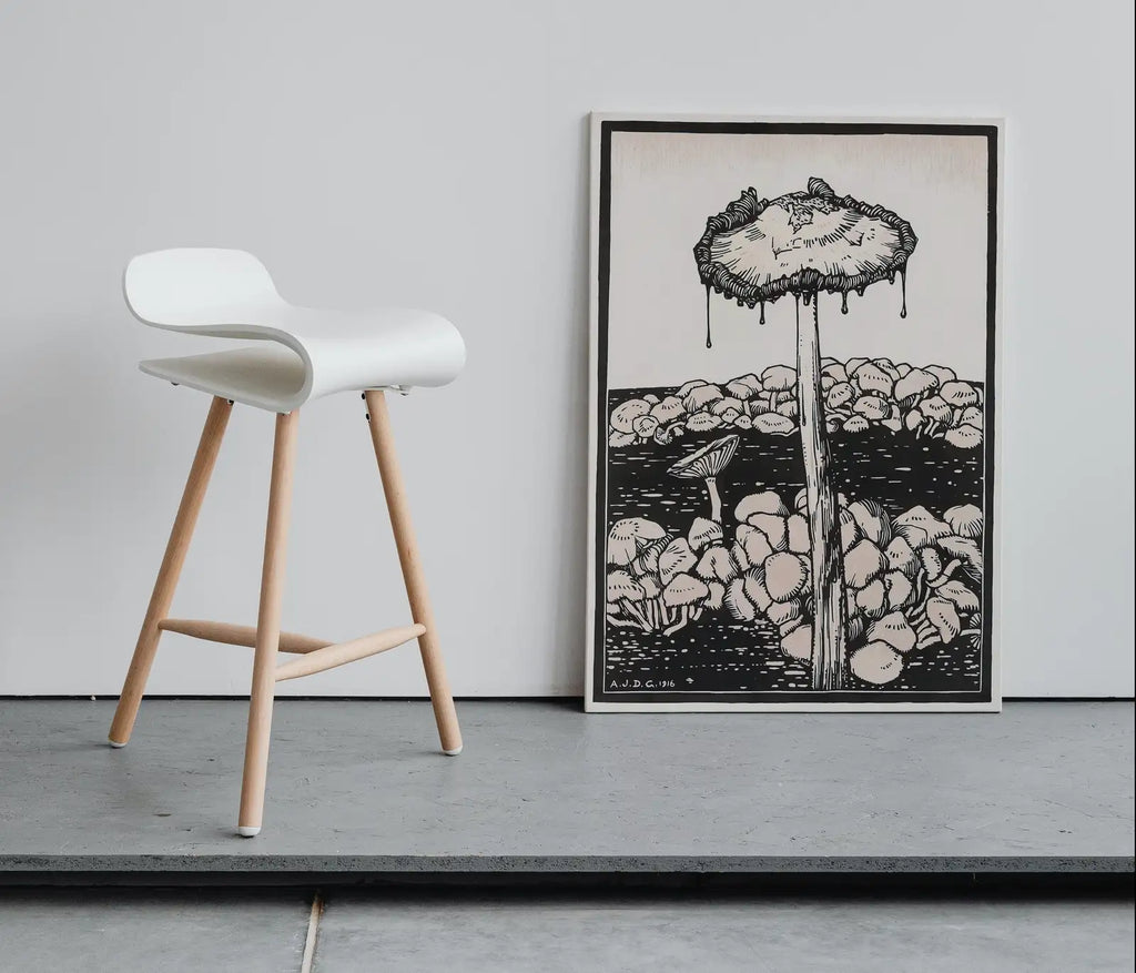 Second included artwork preview from Vintage Mushroom Painting. Art Nouveau Print Wall Art. Instant Download Printable Art. Mushroom Art Print Retro Trippy Painting Poster featuring various scenes.