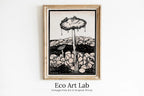 Framed view of Vintage Mushroom Painting. Art Nouveau Print Wall Art. Instant Download Printable Art. Mushroom Art Print Retro Trippy Painting Poster – printable wall art digital download.