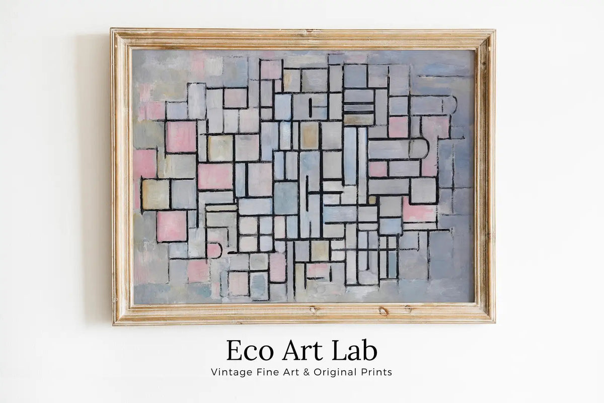 Framed view of Vintage Neutral Abstract Famous Painting Art Print. Printable Minimal Art Prints. Aesthetic Wall Art Minimalist Pastel Color Abstract Poster – printable wall art digital download.