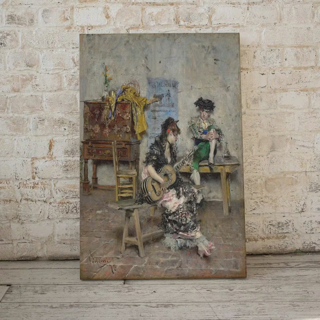 Vintage Oil Painting Printable | Woman Guitarist | Victorian Antique Print | Musician Downloadable | Vintage Woman Playing Guitar Portrait – Printable Wall Art