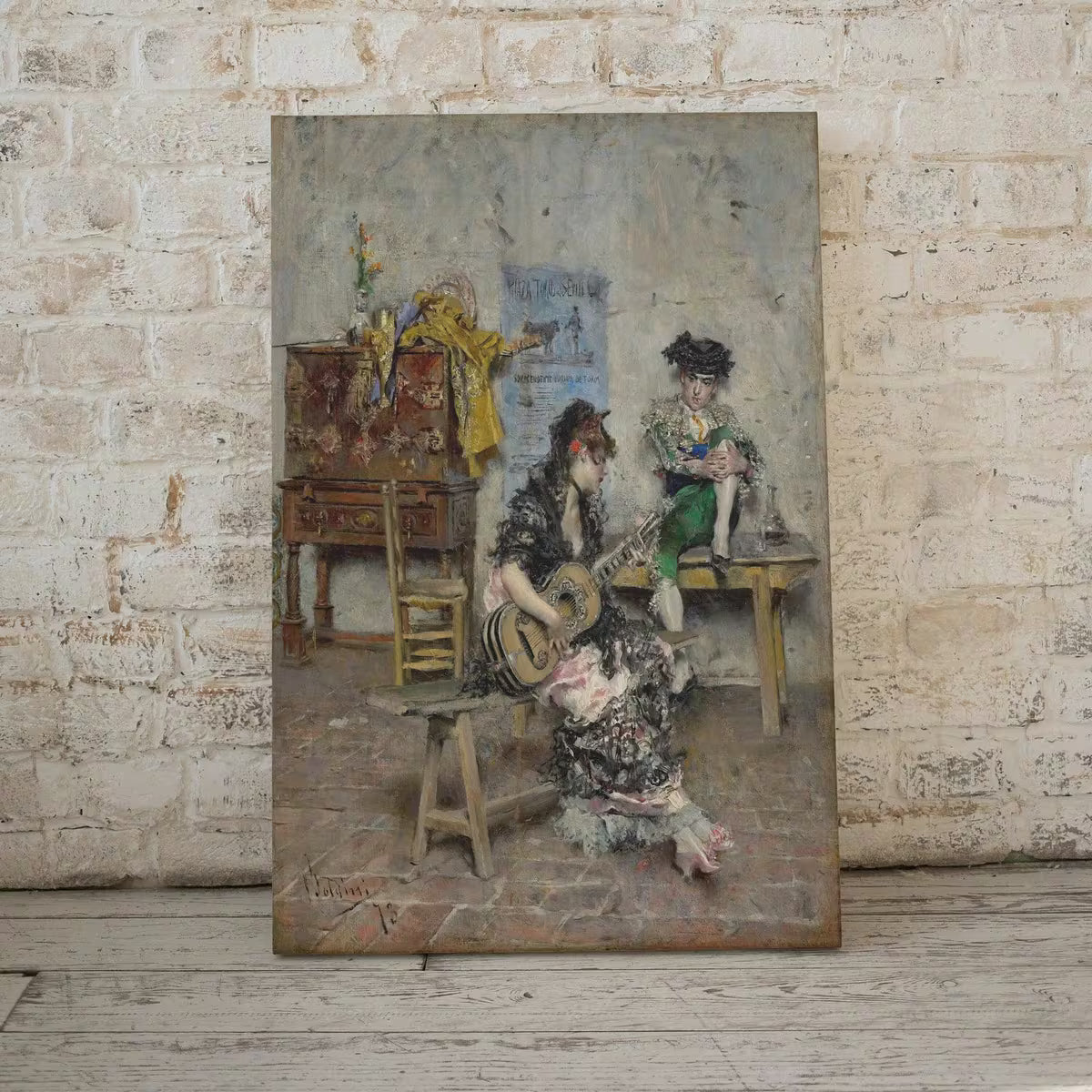Vintage Oil Painting Printable | Woman Guitarist | Victorian Antique Print | Musician Downloadable | Vintage Woman Playing Guitar Portrait – Printable Wall Art