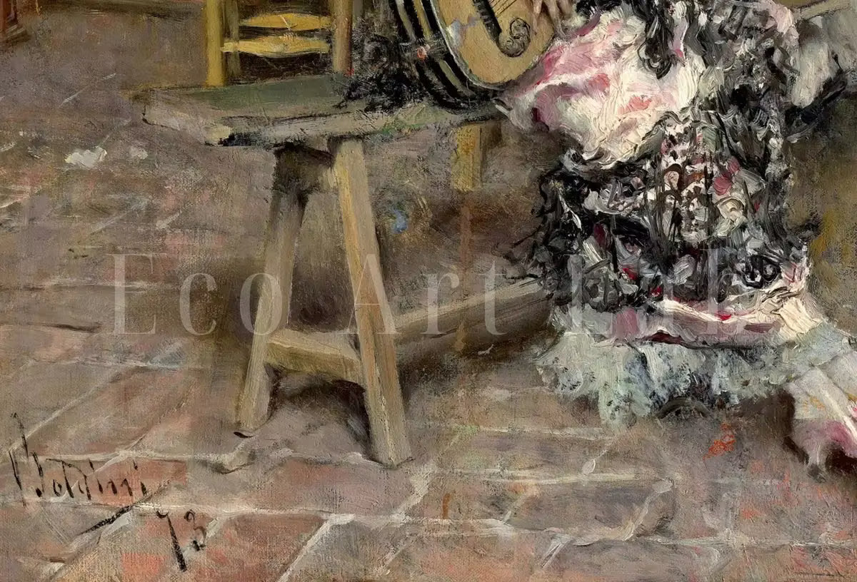 Vintage Oil Painting Printable | Woman Guitarist | Victorian Antique Print | Musician Downloadable | Vintage Woman Playing Guitar Portrait – Printable Wall Art