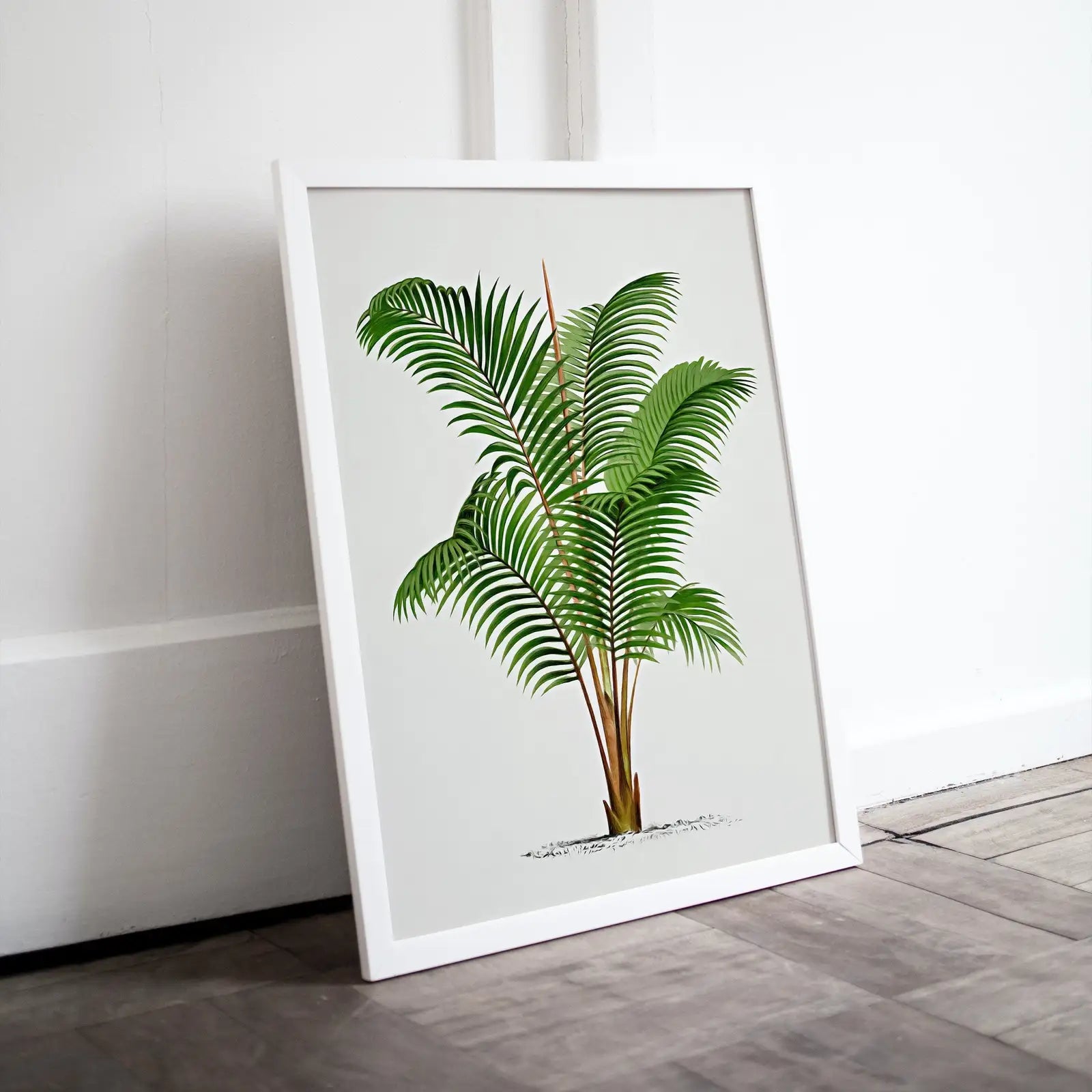 Dessin de palmier vintage, impression numérique d’art mural tropical. Décoration de feuilles de palmier, poster de nature en téléchargement instantané, illustration botanique #02.