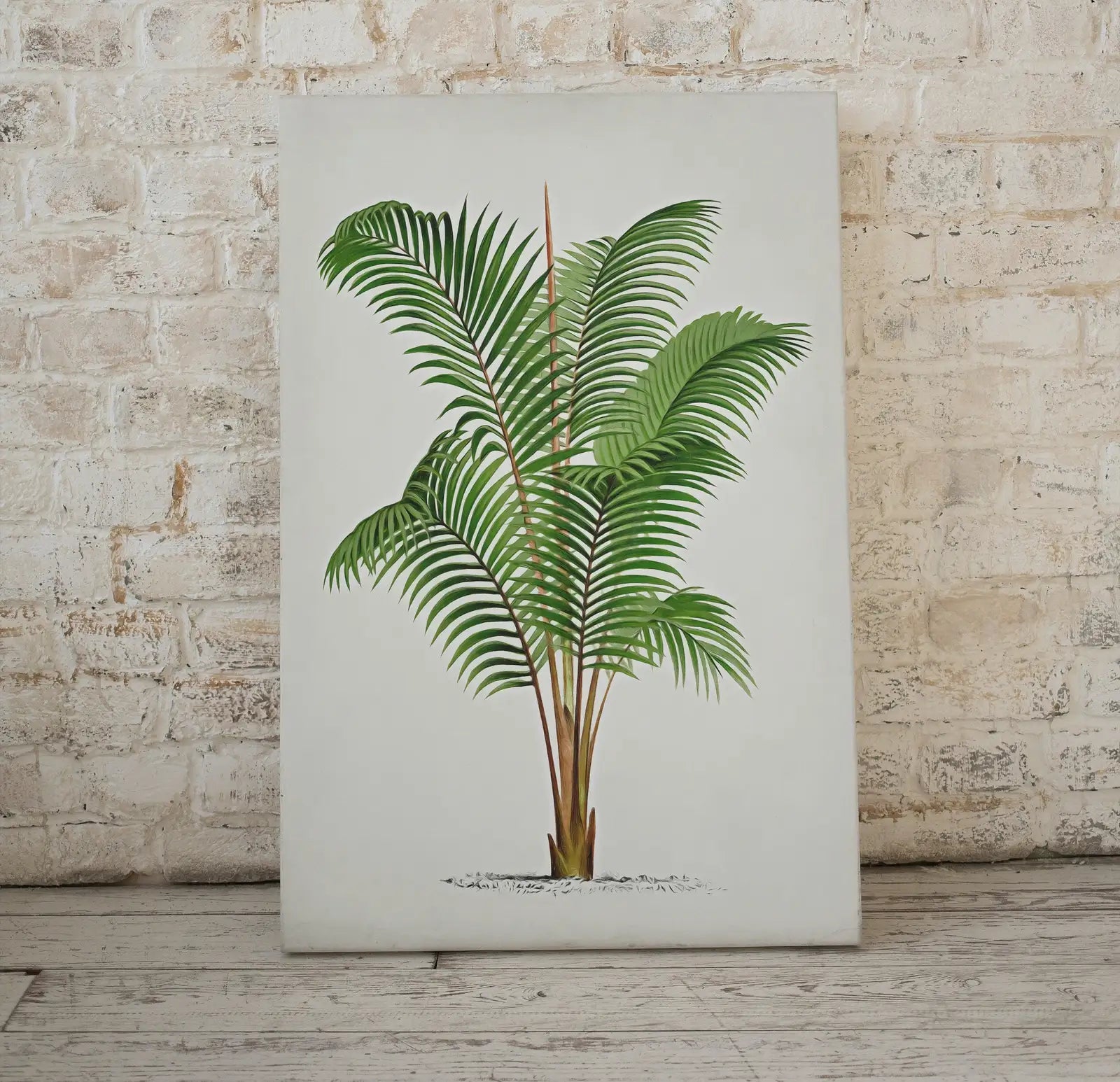 Dessin de palmier vintage, impression numérique d’art mural tropical. Décoration de feuilles de palmier, poster de nature en téléchargement instantané, illustration botanique #02.