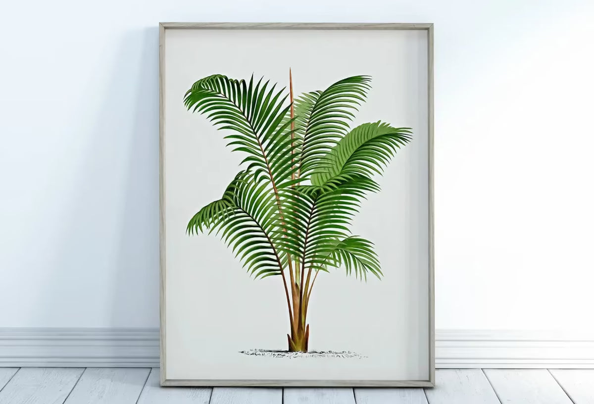 Vintage Palm Tree Drawing Digital Print Tropical Wall Art. Palm Leaves Decor, Nature Poster Instant Download Botanical Illustration #02 – Printable Wall Art