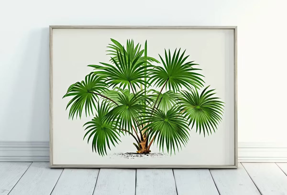Vintage Palm Tree Drawing Print Tropical Wall Art. Palm Tree Decor, Retro Poster Instant Download Botanical Illustration, Digital Print #08 – Printable Wall Art
