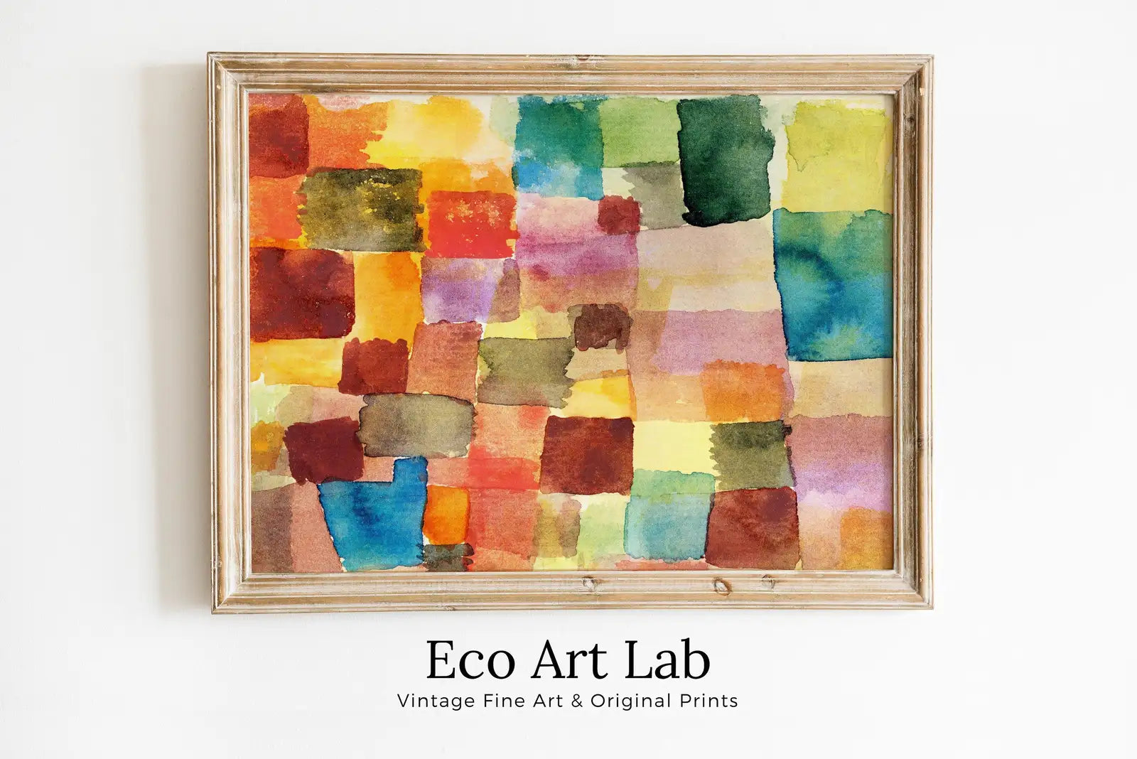 Peinture abstraite colorée vintage de Paul Klee. Art mural imprimable. Téléchargement instantané d’art abstrait à l’aquarelle. Art mural abstrait minimaliste.
