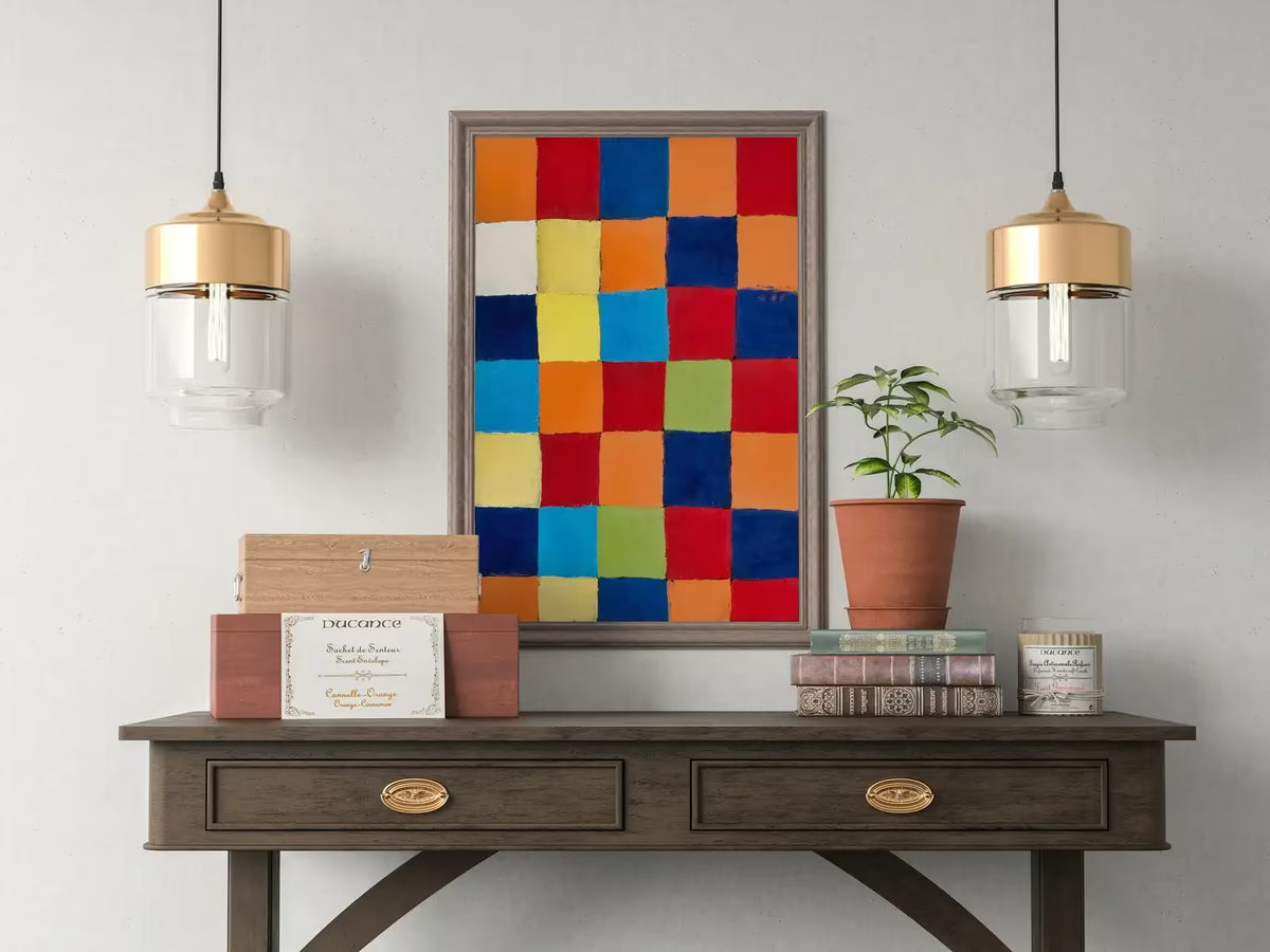 Vintage Paul Klee Colorful Abstract Painting. "Qu 1" Color Chart Printable Wall Art. Instant Download Abstract Art. Mosaic Abstract Wall Art – Printable Wall Art