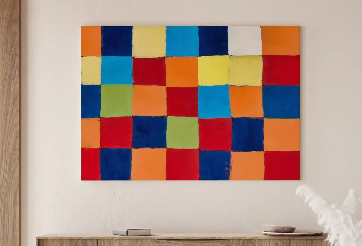 Vintage Paul Klee Colorful Abstract Painting. "Qu 1" Color Chart Printable Wall Art. Instant Download Abstract Art. Mosaic Abstract Wall Art – Printable Wall Art