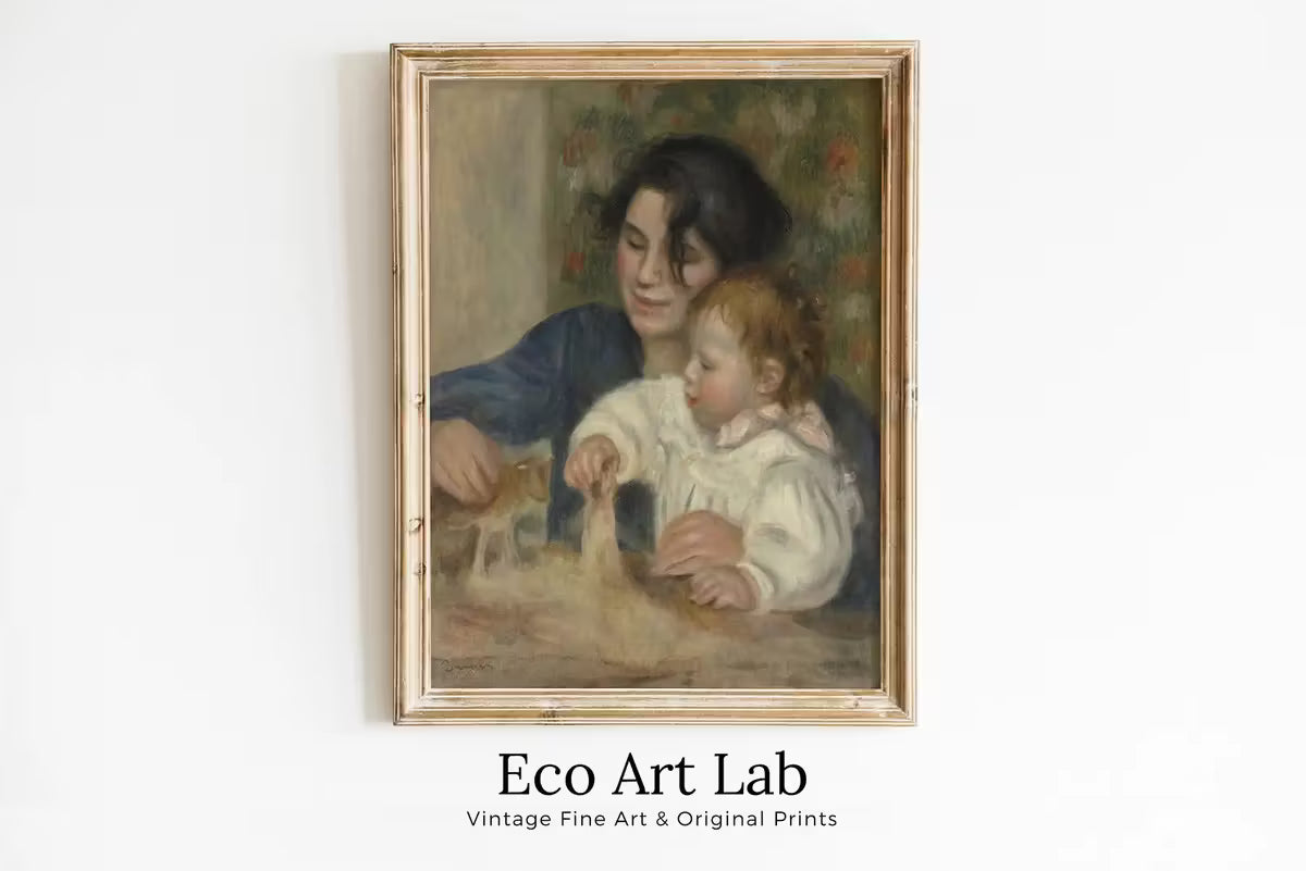 Vintage Printable Painting. Gabrielle and Jean by Auguste Renoir. Printable Wall Art. Antique Oil Painting. Instant Download. Nursery Art. – Printable Wall Art