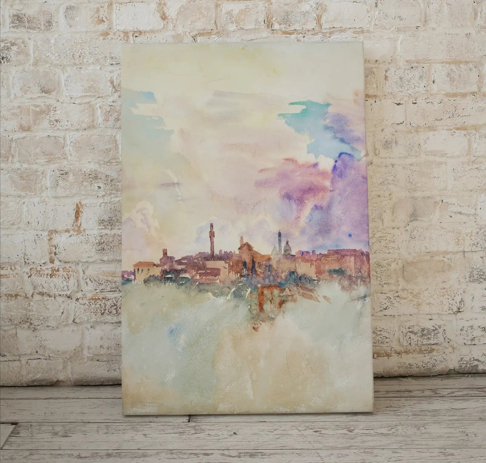 Vintage Siena Italy Pastel Watercolor Abstract Landscape Printable Wall Art. Italy Digital Download Art. Vintage Home Decor, Retro Print – Printable Wall Art Digital Download – Digital Download