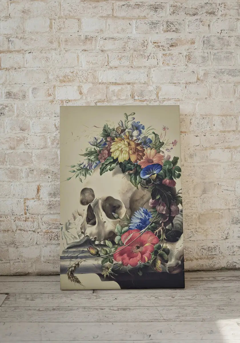 Second included artwork preview from Vintage Skull Painting Set of 2 Prints. Printable Wall Art, Skull With Colorful Flowers, Floral Skull Print 2 Piece Wall Art. Skull Poster featuring various scenes.
