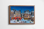 Included artwork preview showing first selection of artworks from Vintage Snowy Christmas City View Art Print. Antique Holiday Printable Painting. Instant Download Winter Scene Retro City Landscape Art.