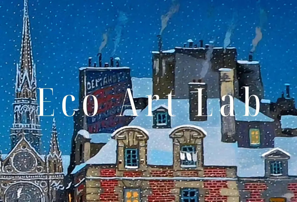 Vintage Snowy Christmas City View Art Print. Antique Holiday Printable Painting. Instant Download Winter Scene Retro City Landscape Art – Printable Wall Art