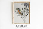 Framed view of Vintage Sparrows Perched On a Branch Japanese Painting. Japanese Wall Art Printable Poster. 19th Century Japanese Vintage Wall Art, Bird Art – printable wall art digital download.