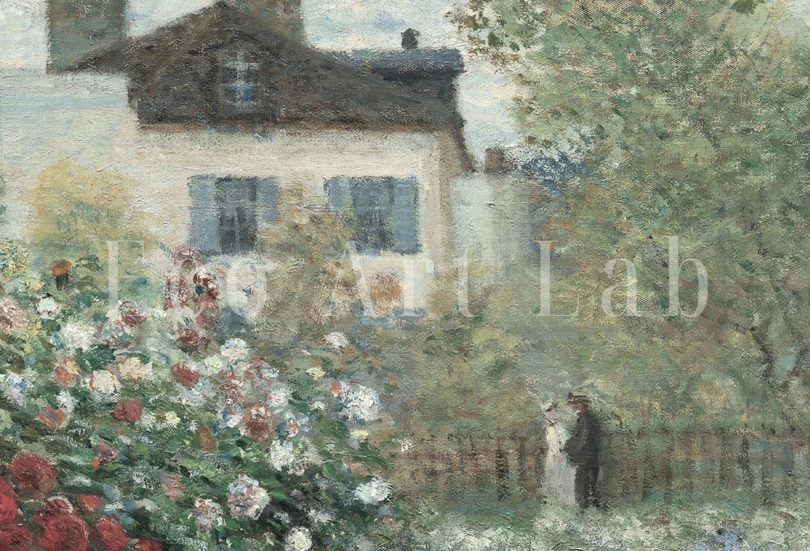 Peinture de maison de jardin printanier vintage | art de paysage botanique | taille Frame TV (3840 x 2160) téléchargement numérique instantané | Art Monet pour Frame TV.