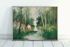 Included artwork preview showing first selection of artworks from Vintage Spring Landscape Print. Printable Wall Art. Antique Nature Print. Spring Landscape Oil Painting. River Painting Digital Print.