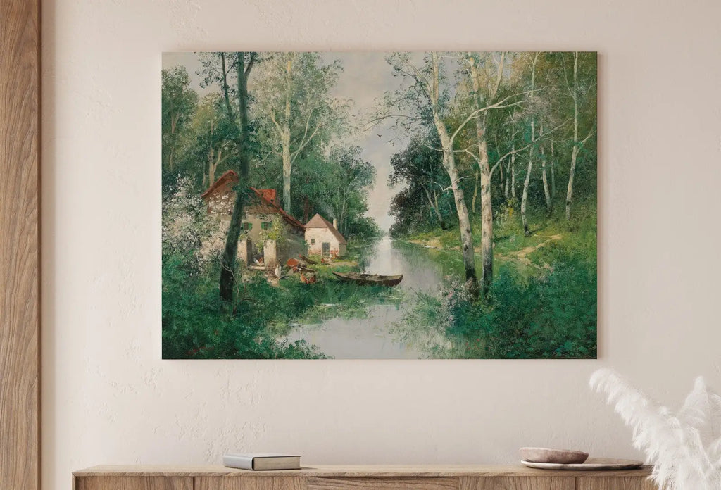 Second included artwork preview from Vintage Spring Landscape Print. Printable Wall Art. Antique Nature Print. Spring Landscape Oil Painting. River Painting Digital Print featuring various scenes.