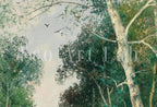 Detail view of artwork from Vintage Spring Landscape Print. Printable Wall Art. Antique Nature Print. Spring Landscape Oil Painting. River Painting Digital Print. (variation 1)