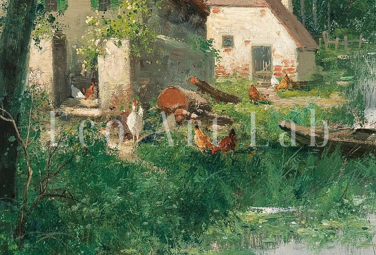 Impression de paysage printanier vintage - Art mural imprimable : Œuvre naturelle antique. Peinture à l’huile de paysage printanier. Téléchargement numérique.