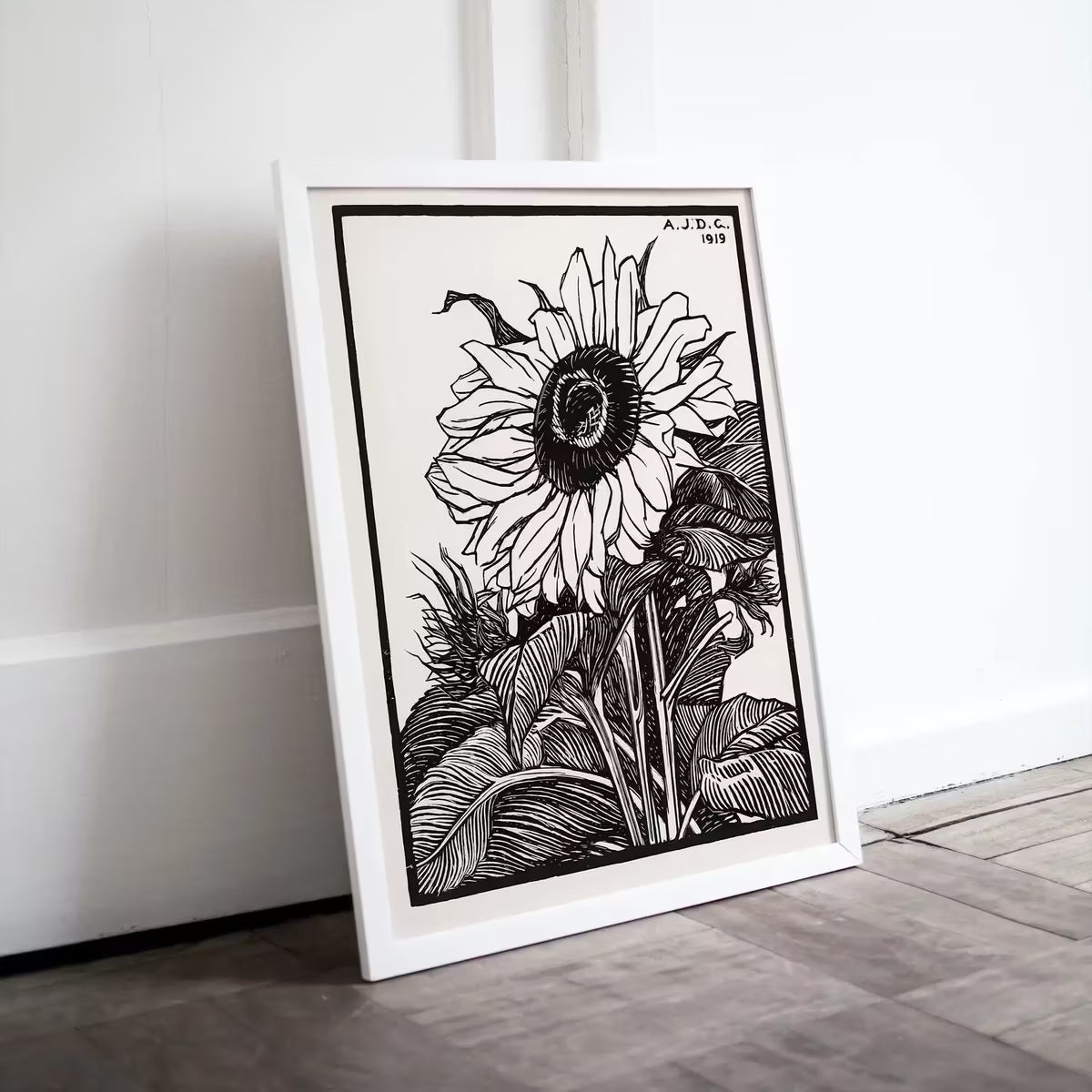 Vintage Sunflower Print Printable Wall Art. Art Nouveau Floral Print. Instant Download Poster Black and White Wall Art. Art Nouveau Poster – Printable Wall Art