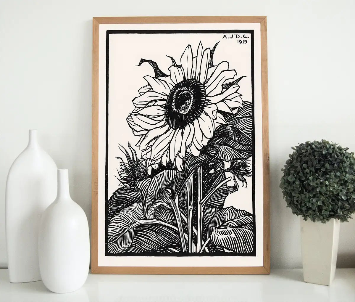 Vintage Sunflower Print Printable Wall Art. Art Nouveau Floral Print. Instant Download Poster Black and White Wall Art. Art Nouveau Poster – Printable Wall Art Digital Download – Digital Download
