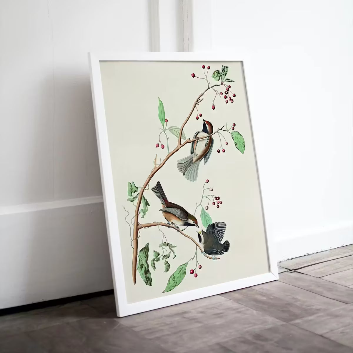 Vintage Three Birds Perched on Branch Painting. Instant Download Printable Wall Art. Bird Painting. Birds Decor Wall Art Prints. Bird Poster – Printable Wall Art