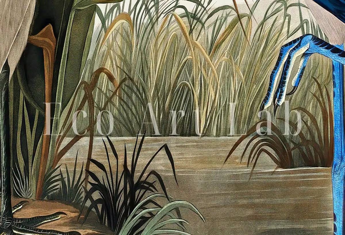 Vintage Two Herons Tropical Bird Printable Wall Art. Wildlife Nature Colorful Tropical Decor. Instant Download. Bird Poster Art Print – Printable Wall Art