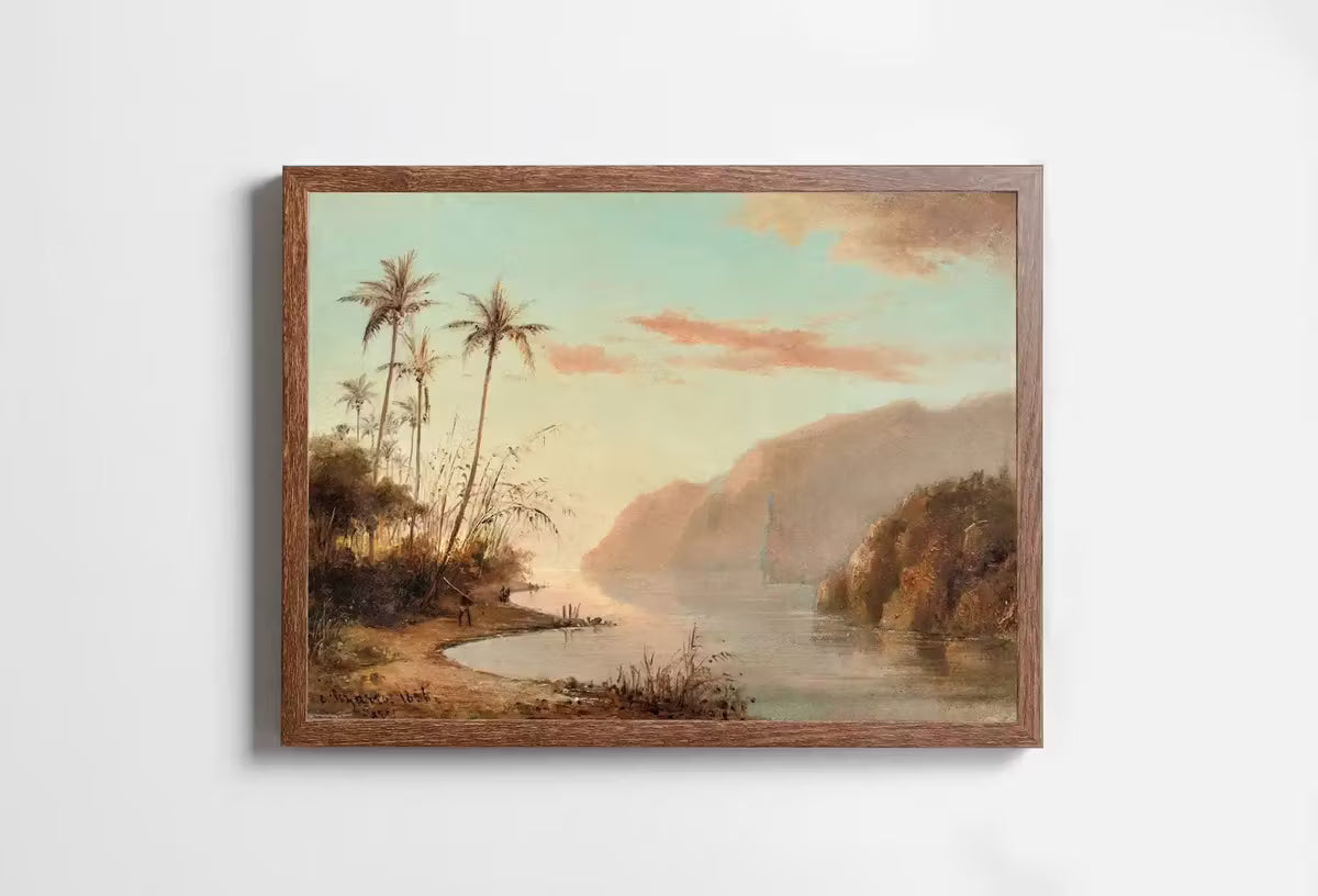 Virgin Islands Creek Landscape Antique Oil Painting. Instant Download Printable Wall Art. Abstract Vintage Nature Painting Digital Print – Printable Wall Art