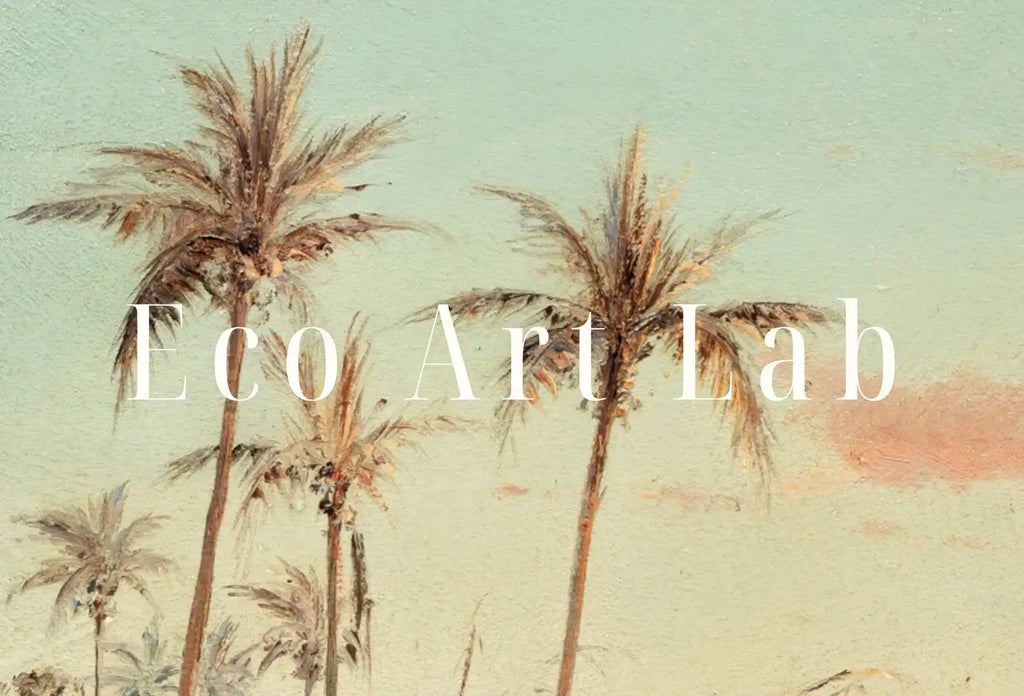 Detail view of artwork from Virgin Islands Creek Landscape Antique Oil Painting. Instant Download Printable Wall Art. Abstract Vintage Nature Painting Digital Print. (variation 1)