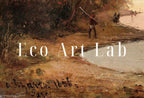 Detail view of artwork from Virgin Islands Creek Landscape Antique Oil Painting. Instant Download Printable Wall Art. Abstract Vintage Nature Painting Digital Print. (variation 2)