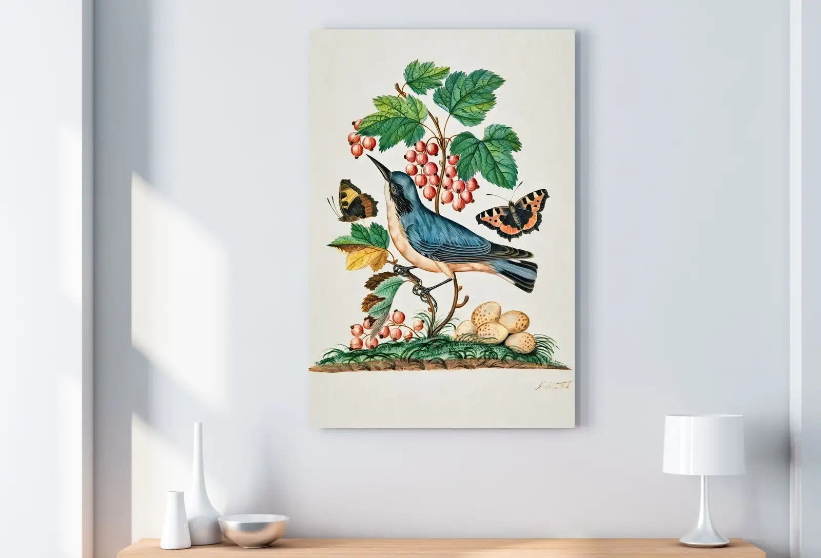 Warbler Wall Art Poster Vintage Butterfly Print, Botanical Prints Flowers and Bird Decor, Flower Market Print, Digital Printable Wall Art – Printable Wall Art Digital Download – Digital Download