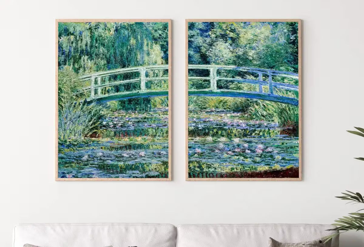 Water Lilies & Bridge by Claude Monet Set of 2 Prints. Printable Famous Fine Art Prints. Instant Download Vintage Painting. 2 Piece Wall Art – Printable Wall Art Set
