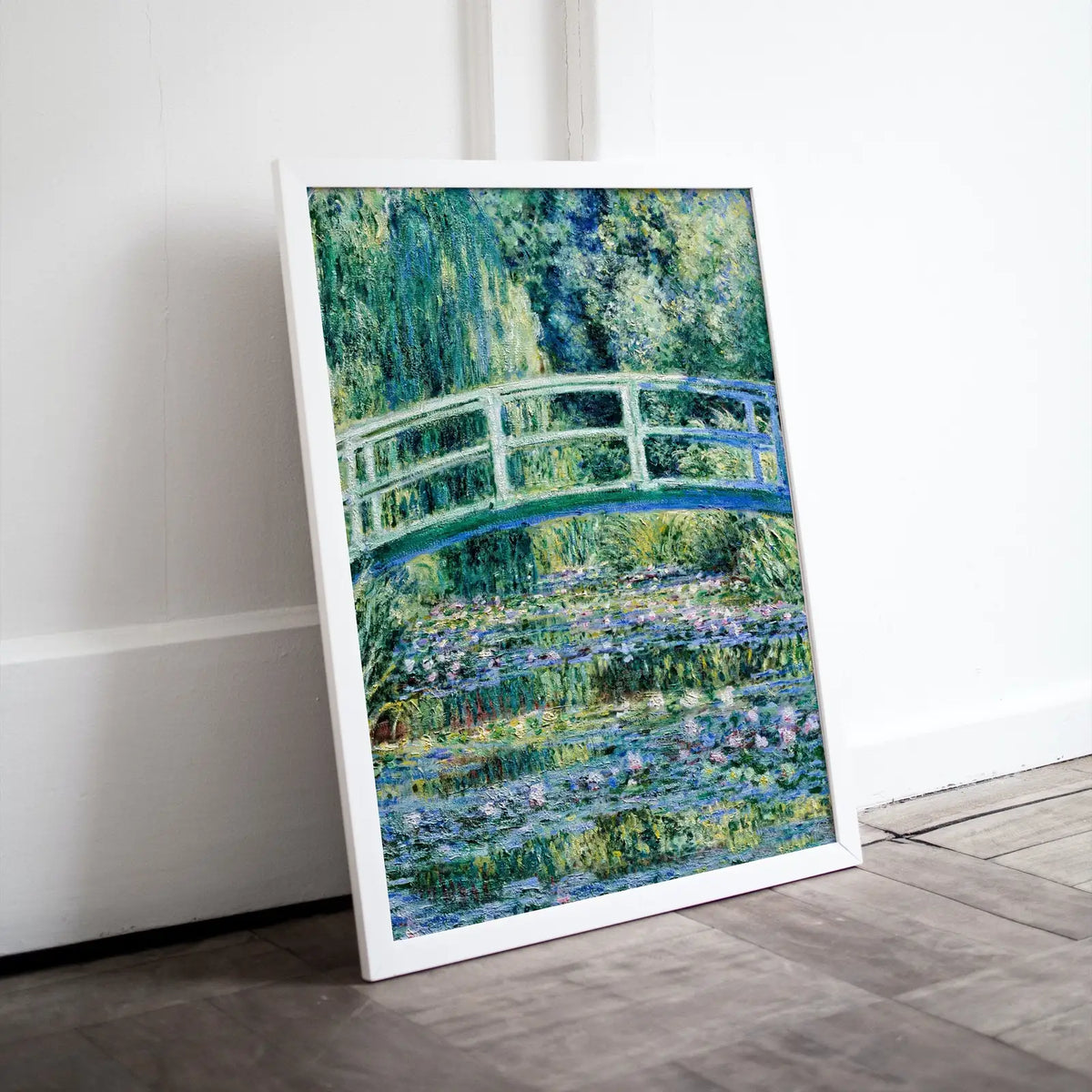 Included artwork preview showing first selection of artworks from Water Lilies & Bridge Famous Claude Monet Painting. Instant Download Vintage Decor. Monet Botanical Print Printable Wall Art. Vertical Decor.