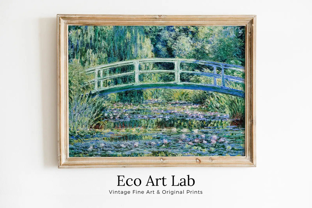 Framed view of Water Lilies & Bridge Famous Claude Monet Painting. Instant Download Vintage Decor. Monet Botanical Print Printable Wall Art. Vintage Decor – printable wall art digital download.