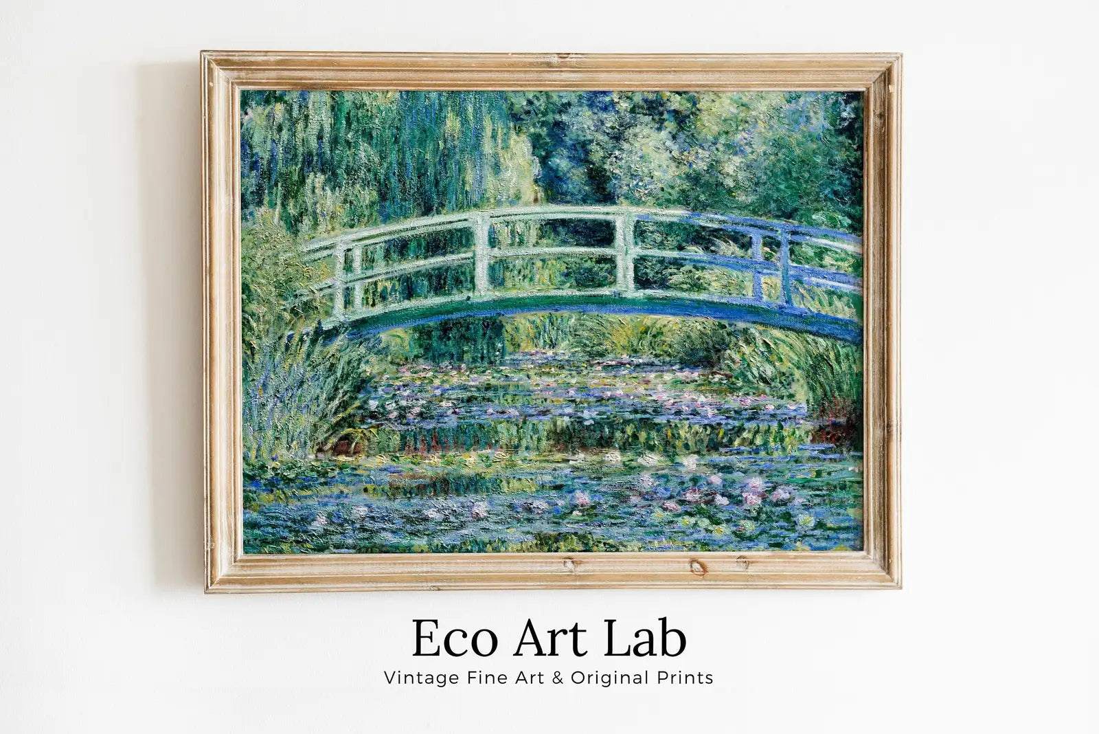 Nénuphars & pont, célèbre peinture de Claude Monet. Téléchargement instantané de décor vintage. Impression botanique de Monet à imprimer. Décor vintage