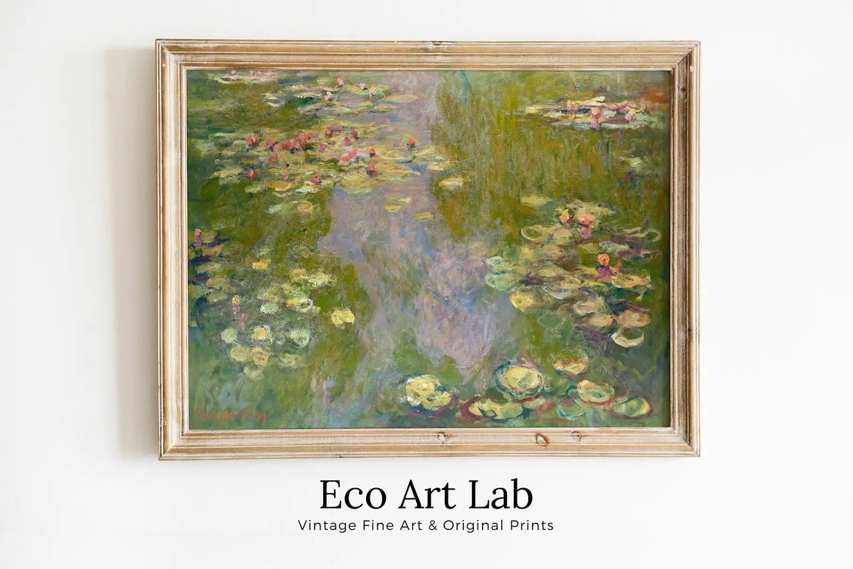Framed view of Water Lilies Claude Monet Painting Famous Monet Art. Instant Download Vintage Decor. Monet Botanical Print Printable Wall Art. Vintage Decor – printable wall art digital download.