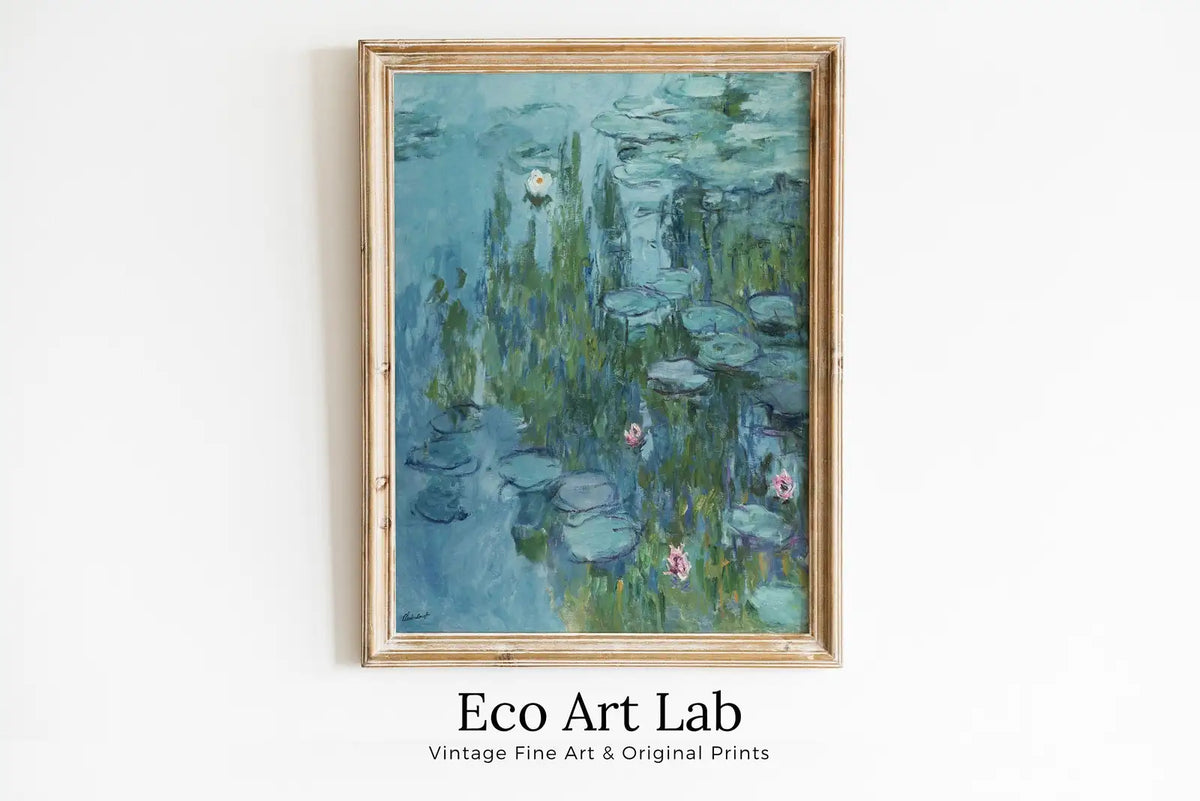 Framed view of Water Lilies Claude Monet Painting Famous Monet Art. Monet Botanical Print Printable Wall Art. Instant Download Vintage Decor. Vintage Decor – printable wall art digital download.