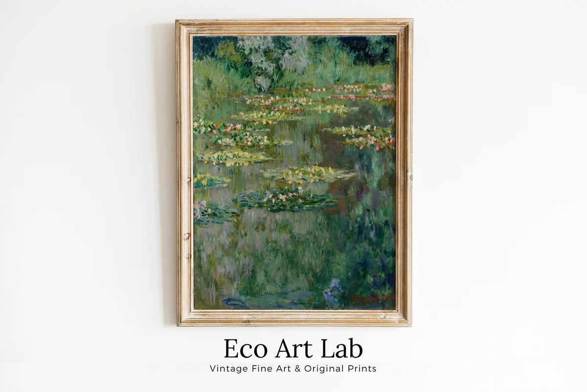 Framed view of Water Lilies Pond Famous Painting by Claude Monet. Printable Wall Art. Instant Download Vintage Decor. Botanical Print. Vintage Decor – printable wall art digital download.