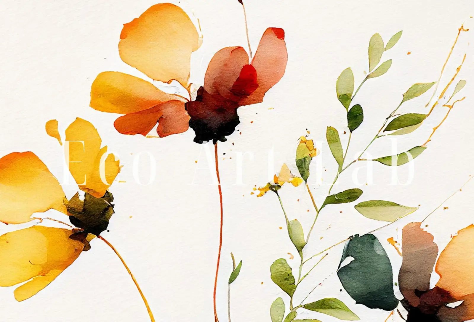 Impression Botanique Aquarelle - Art Mural Floral à Imprimer. Aquarelle de Fleurs à Imprimer. Art Floral Bohème. Art des Fleurs Sauvages. Art Floral Minimaliste.