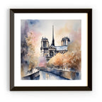 Framed view of Watercolor Cityscape Art I Notre Dame Cathedral Decor I Urban Home Printable Wall Art – printable wall art digital download.